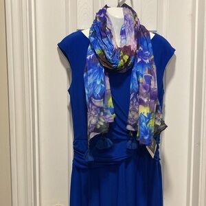 NWT - Echo New York 1923 - Designer Tasseled Multi-Coloured Blue Shawl/Scarf*